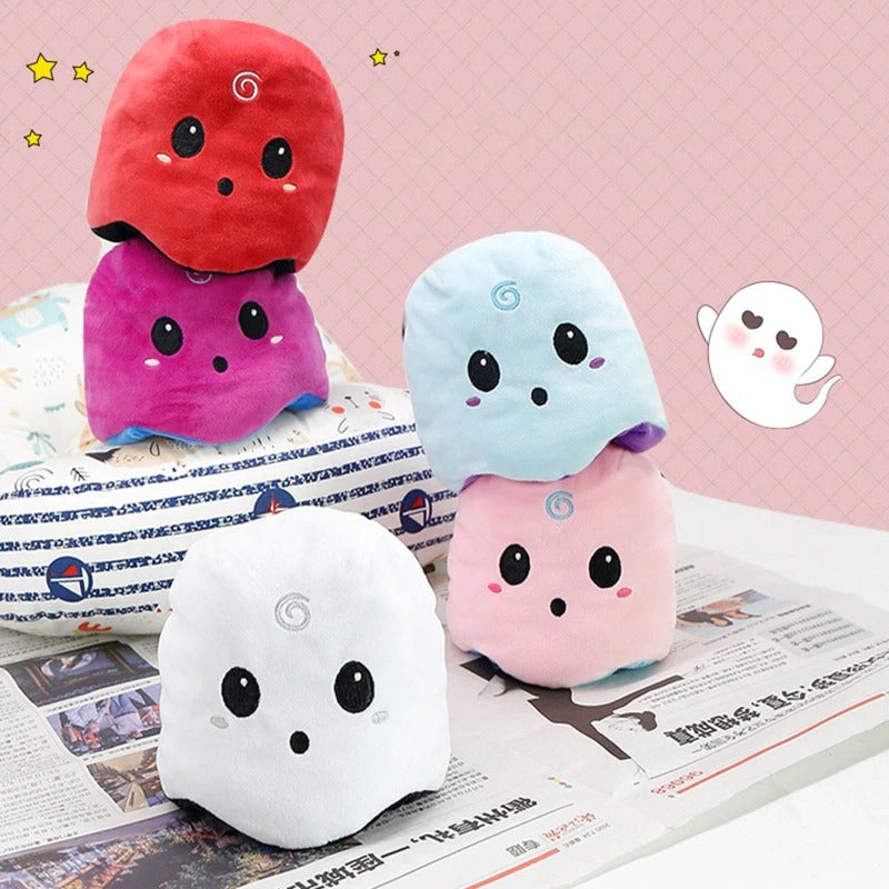 Reversible Ghost Plush - Moody Ghost Plush - Glow in the dark Ghost plush - Flip Ghost - Octoplush - Studio Group Photo