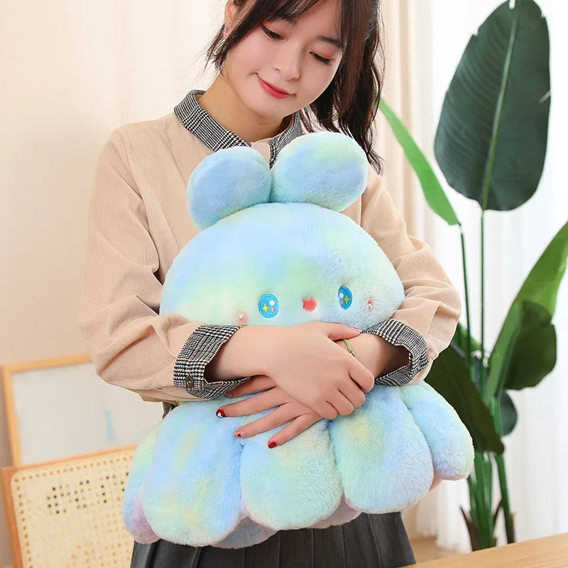 TieDye OctoBunny Reversible Bunny Plush 8 inches, 14 inches, 20 inches - Reversible Bunny 20cm, 35cm, 50cm - Hugging