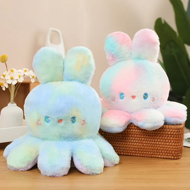 TieDye OctoBunny Reversible Bunny Plush 8 inches, 14 inches, 20 inches - Reversible Bunny 20cm, 35cm, 50cm - M+L
