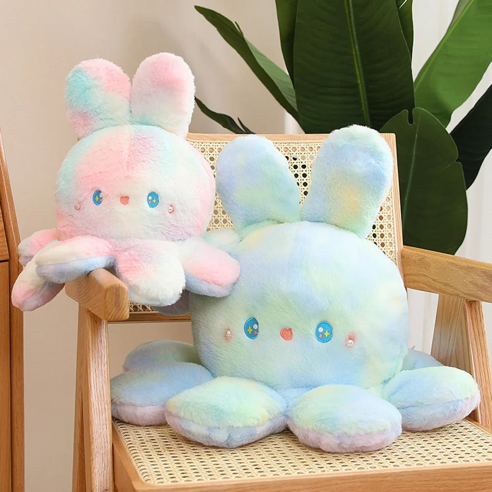 TieDye OctoBunny Reversible Bunny Plush 8 inches, 14 inches, 20 inches - Reversible Bunny 20cm, 35cm, 50cm - S+L