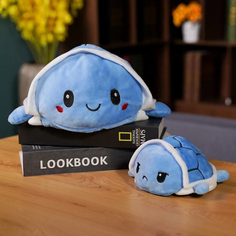 Turtleplushie by Octoplush - Reversible Turtle Plush 6 inches, 8 inches, 10 inches - Giant Stuffed Turtle 15cm, 20cm, 25cm -  Blue