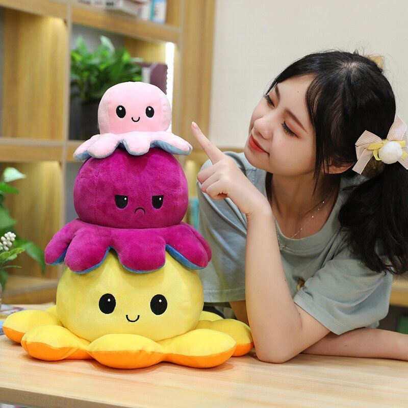 Giant Reversible Octopus Plush Octoplush Octoplushi Official Octoplush TeeTurtle Moody Octopus Plush Toy Trend Flip Plush Soft Gift Reversible Toy Reversible Octoplush Moody Big Bigger Octopus Big Reversible Octopus